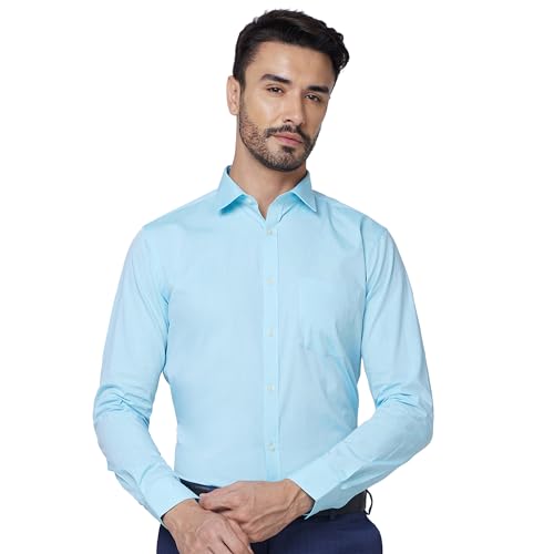 Image of Park Avenue Men Slim Fit Fil-A-Fil Pattern Pure Cotton Semi Cutaway Collar Full Sleeve Formal Shirt