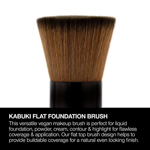 Palladio Flat Kabuki Brush, Professional Makeup Brush For Foundation, Face Blush, Powder, Cream, Contour & Highlight, Synthetic Bristles Provide Buildable Coverage For A Natural Even Looking Finish #TOP1