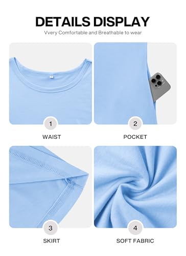 Image of VIISHOW Womens Round Neck 3 /4 Sleeves A-line Casual Tshirt Dress with Pocket