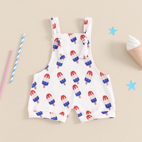 Dcohmch Toddler Girls Overalls Flower Print Sleeveless Straps Buttons Pockets Shortall Summer Romper Jumpsuit (White, 3-6 Months)