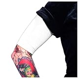 Tat2X Ink Armor Premium Half Arm Tattoo Cover Up Sleeve - No Slip Gripper - U.S. Made - White - ML (single half arm sleeve)