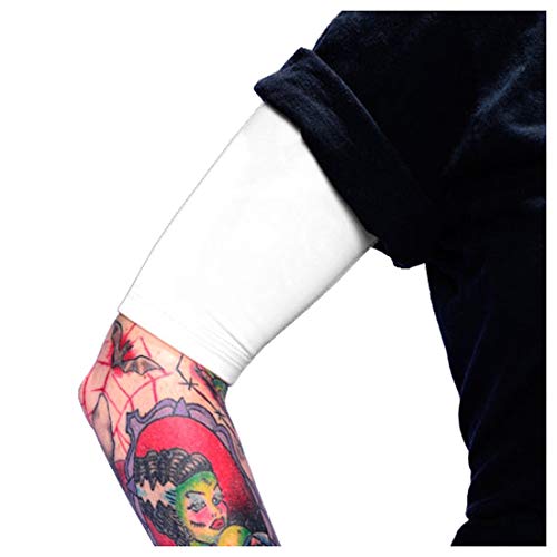 Tat2X Ink Armor Premium Half Arm Tattoo Cover Up Sleeve - No Slip Gripper - U.S. Made - White - ML (single half arm sleeve)