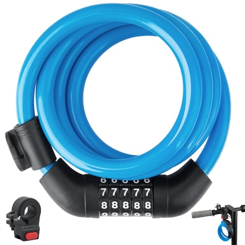 Xiaomi M365/Pro2/Max/Ninebot/F Essential Scooter Lock - Heavy Duty 5-Digit Combination Bike Lock with 4 Feet Cable