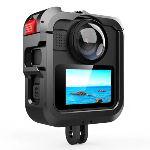 GoPro Max 2 360 2025 �Ή� �A���~�j�E���J�����P�[�W �����Y�L���b�v�t�� �o�b�e���[�J�o�[�t�� �}���`�g���}�E���g �R�[���h�V���[ 1/4�l�W�� �ی�t���[��