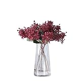 6 pcs Artificial Flower 15”Winter Jasmine,Outdoor No Fade Artificial Flower,Fake Small Wild Flowers for Kitchen Table Centerpiece Vase,Home Greenery Wedding Backdrop Arch Wall (Wine Red)