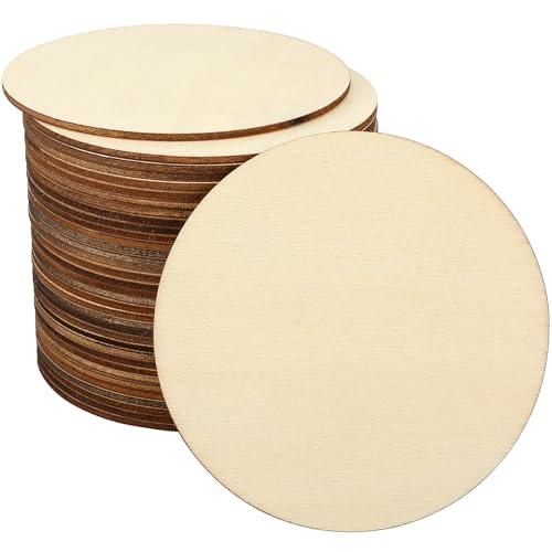 Blisstime Unfinished Wood Circles for Crafts Wood Rounds for Crafts Round Discs for Painting Writing DIY Supplies Engraving and Carving Home Decorations (4 36 Pcs)