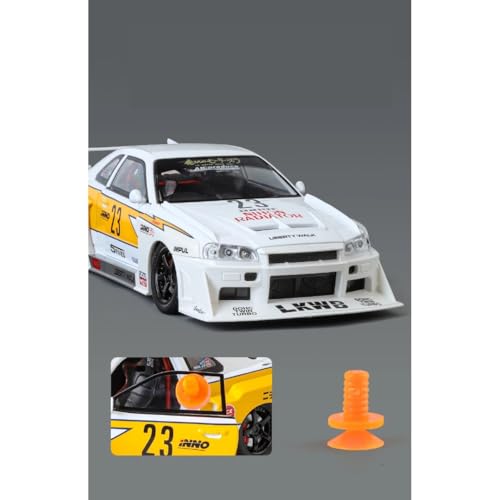 Image of PLUSPOINT Diecast Metal Skyline LB-ER34 Super Silhouette RHD Liberty Walk Dition Sports Car 1:24 Scale Simulation Model Alloy Toy car with Openable Doors & Light, Music Toy Vehicle for Kids, Adults