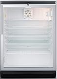 Summit Appliance SCR600BGLHV Commercially Listed 5.5 Cu.Ft. Counter Height Beverage Center with Glass Door, Auto Defrost, Digital Thermostat, Professional Thin Handle, Lock and Black Cabinet