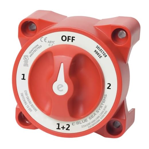 Blue Sea Systems 9001E e-Series Battery Switch, Selector 4 Position, Red
