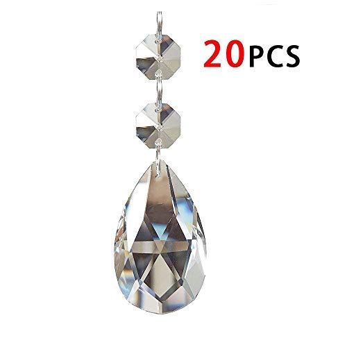 20Pcs Chandelier Crystals, Clear Teardrop Crystal Chandelier Pendants Parts Beads, Hanging Crystals