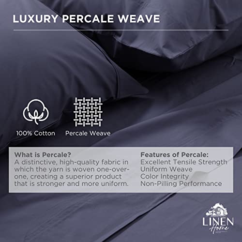 100% Cotton Percale Fitted Sheet Full Size, Navy Blue, 1 Deep Pocket Fitted Sheet, Crisp And Cool Strong Bed Linen, 54"X75"+15" #TOP1