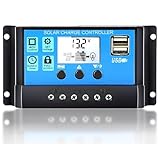 Y&H 20A ソーラーチャージャーコントローラー 12V/24V LCD ソーラーコントローラー充電コントローラー 電流ディスプレイ 液晶 デュアルUSB ロードタイマー 過負荷保護 多機能で調整可能