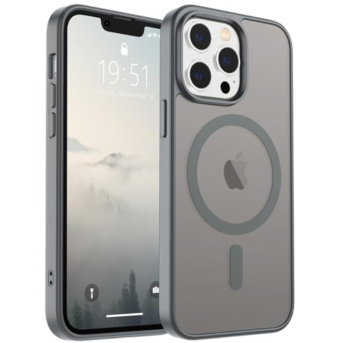 Image of SUPFINE Magnetic for iPhone 12 Pro Max Case (Compatible with MagSafe) (Military Grade Drop Protection) Slim Translucent Matte Shockproof with Anti-Fingerprint Phone Case,Gray