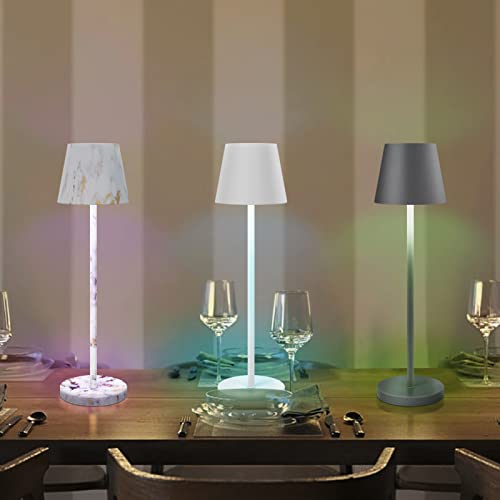 LED Akku Tischlampe,Touch Dimmbare RGB Metall led kabellos tischleuchte mit Kabelloses Laden, IP54 wasserdicht wasserdicht LED Tischleuchte für Restaurants Garten Bars (A-Grau) - Image 6