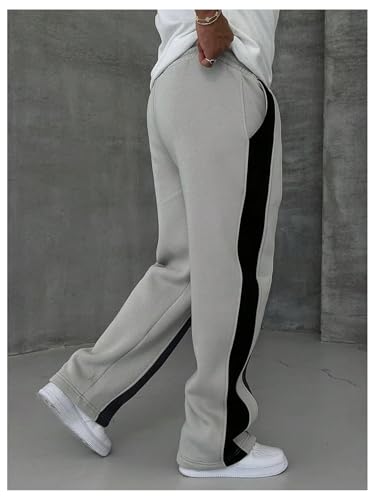 Men's Striped Stacked Sweatpants Color Block Drawstring Waist Drippy Sweat Track Pants3