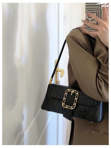 Verdusa Women's Elegant Crocodile Flap Shoulder Bag Vintage Leather Underarm Purse4