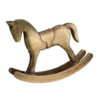 MagiDeal Wooden Horse Figurine Rocking Horse Statue Artistic Sculpture Rustic Decor Decorative Unique Collectible Holiday Season Ornament Table Decoration, Yellow