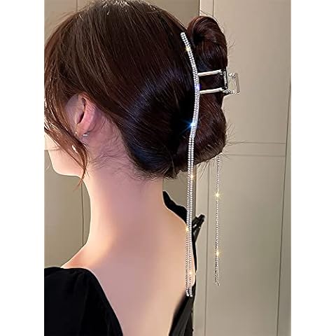 Geometric Hair Claw Clips Nonslip Rhinestone Tassel Hair Clip Fashion Hair Clamps for Thin or Thick Hair Styling Hair Accessories for Women Girls Cover