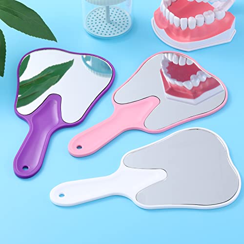 6 Pieces Tooth Shaped Handheld Mirrors with Handle Makeup Small Face Mirror Plastic Cute Hand Mirror for Dental Decor Women Men Girls and Kids Dentist Office Clinic Bathroom Barber and Salon Cosmetic - Thumbnail 3