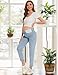 FABRACK Women's Maternity Jeans Mid-Rise Stretchy Boyfriend Jeans Under Belly Pregnancy Denim Pants with Elastic Inset Panel(Light Blue, Small)