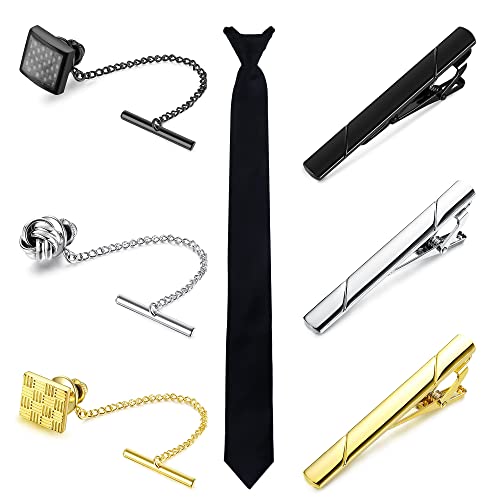 Orazio Tie Clips For Men Tie Bar Knot Tie Pin Clip On Tie For Fathers Day Gift Neck Tie Tacks With Chain For Wedding Business Accessories #TOP7