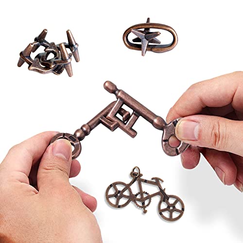 4 Pieces Brain Teaser Puzzles，Metal Cast Puzzle Games Toys，3D Highly Difficult Adult Puzzles，Iq Educational Box For Teens #TOP2