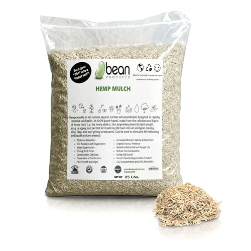 Garden Bed Organic Soil Conditioner - Hemp HURD Garden Mulch - Eco Friendly Potting Soil Aid - Moisture Retaining - Weed Suppressor - Perfect for Flowers & Vegetables - Grown in The US - 25 lbs.