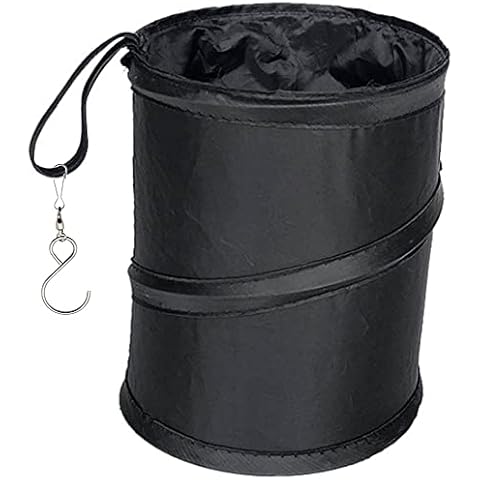 MOTIVE LIFE Small Collapsible Trash Can for Car,Mini Garbage Bin,Pop-up Storage Bag,Portable Waste Basket,Foldable Rubbish Bin,Black Cover