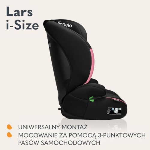 LIONELO LARS i-Size Dziecięcy Fotelik Samochodowy 100-150 cm Grupa 2 3, Ochrona Boczna 10 stopni Regulacji Zagłówka Wygodne Podłokietniki Wypinanie Oparcie Konstrukcja ImpactGuard