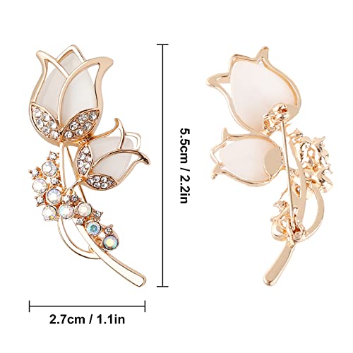 Image of Pearl Diamond Brooch Pins for Dress Sweater Scarf, Wedding Party Decoration Birthday Christmas Gift