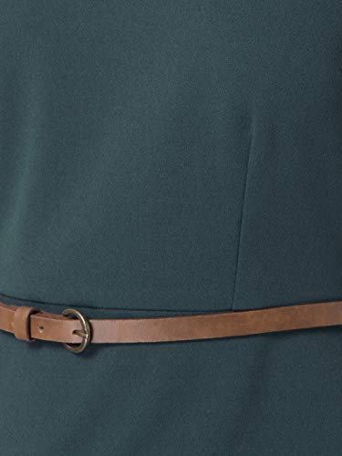 Image of FabAlley Department233 Poly Lycra Regular Green Ruffled Bodycon Dress with Tan Belt