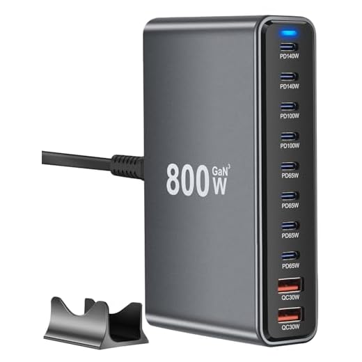 800W USB C Fast Charger Block, 10 Port USB Charging Station, GaN â…¢ Pro Dual 140W PD PPS Port for Multiple Devices,Laptop Wall Charger Compatible with DELL, HP, MacBook Pro,iPhone 16,Galaxy S24