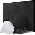 HERTBER Square Acoustic Panels Soundproof Wall Panels, 12? × 12? × 0.4? High-Density Polyester Sound Absorbing Panels with Self Adhesive for Home, Office, Studio, Recording Room, 18 Pack Black