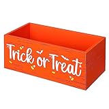 Sintuff Halloween Candy Bowl Wooden Funny Candy Dish Large Trick or Treat Dish Holders Wood Serving Pumpkin Orange Bowl Tableware for Halloween Holiday Party Tiered Tray Decorations(Trick or Treat)