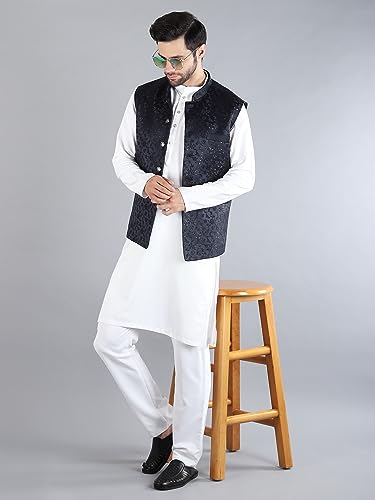 Image of Uri and MacKenzie Men's Silk Blend Kurta Pajama with Designer Ethnic Nehru Jacket /Modi Jacket