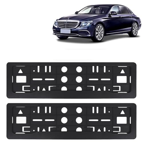Image of KINGSWAY E Class Car Number Plate Frames for All 2018 to 2020 Models of Mercedes Benz Car Registration Plate Holders, Black Licence Plate Covers (Front and Rear), Universal Size 51.5 x 14.5 cm