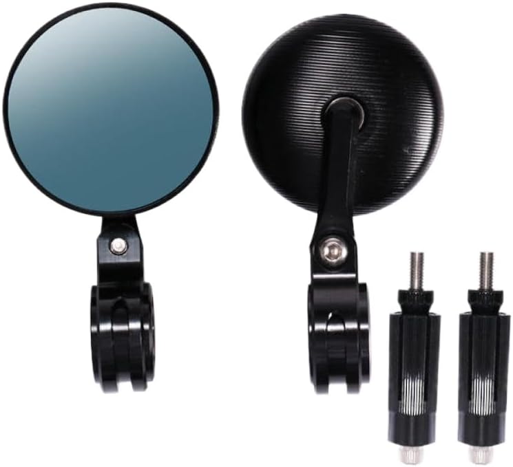 CNC Motorcycle ATV Handle Bar End Mirrors Handlebar Side Rearview Mirrors Blue Glass Compatible With Cafe Racer Bobber