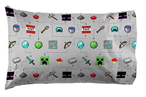 Jay Franco Minecraft Monster Hunters Queen Bedding - 4 Piece Creepers Microfiber Sheets