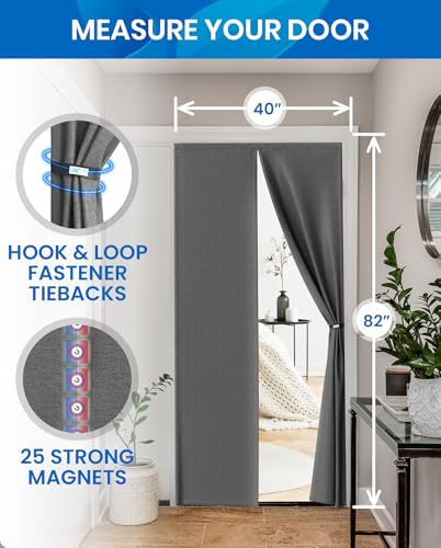 Image of Flux Phenom Thermal Insulated Door Cover - Easy Install Temperature Barrier, Magnetic Door Curtain for Winter, Keeps Warm Air in, 40 inchx82 inch (Pack of 2)