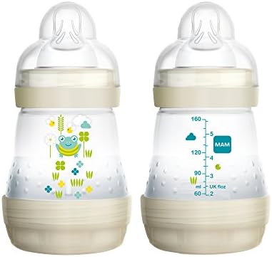 MAM Baby Bottles for Breastfed Babies, MAM Baby Bottles Anti Colic, White, 2 Count