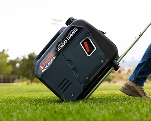 Image of A-iPower Portable Inverter Generator Gas, 4300W RV Ready, EPA & CARB Compliant CO Sensor, Portable Light Weight With Telescopic Handle For Backup Home Use, Tailgating & Camping (SUA4300i)
