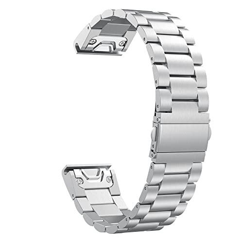 Bracelet Garmin 26mm acier inoxydable anti-irritation argent pour remplacer le silicone