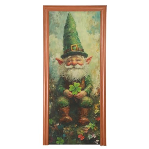 FLildon Fairyland Gnome St Patrick's Day Door Cover Decoration, Party Accessory Porch Decor for Festive Ornament Room Door Covers 32 x 79 Inch