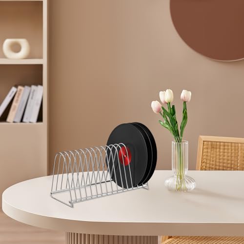 Estante para discos de vinilo de acero inoxidable con diseño triangular premium 4