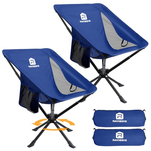 Image of Raynesys 2 Pack Portable Camping Chair, Flexible 360 Rotation, 8 Seconds Quick Setup Folding Camping Chair, 3.8Lb Lightweight Travel Chairs for Easy Carry to Hiking, Sporting, Beach, Blue