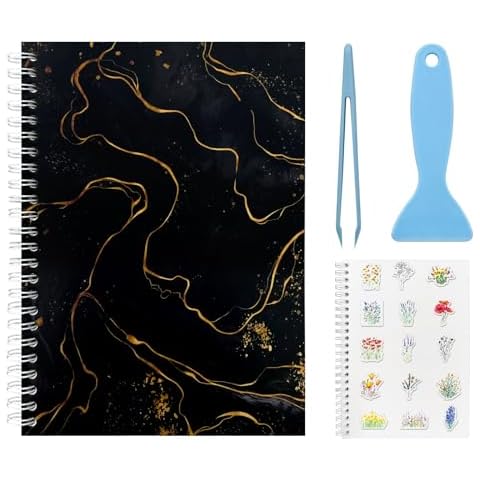 DHATMYC Reusable Sticker Book Collecting Album A5 Size 60 Sheets Sticker Collection Storage Book for Adults Release Paper Sticker Saver Organizer Book with Tools (Black) Cover