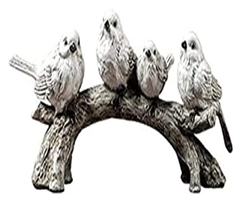 Statue oiseau blanc sur branche pour décoration bureau et salon bohème