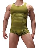 TANBEAN Men's Fashion Swimwear Stretch Sportswear Fitness Clothes Close-Fitting One-Piece Swimsuit (XL / 32'-37', Green)