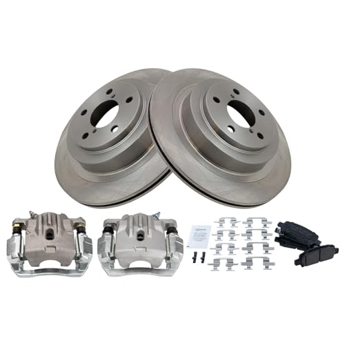 Image of TRQ Rear Brake Pad and Rotor Set Ceramic Rotors Calipers