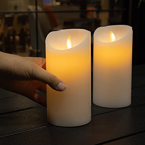 Image of Fire Tek 3 x 6 Inch Flameless Pillar Candle, 1 Programable LED Pillar Candle - Dancing Flame, For Home, Weddings, And Parties, White Real Wax Battery Pillar Candle, Remote Sold Separately,